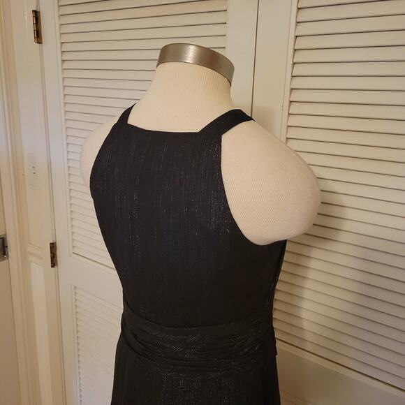 Evan-Picone Black Metallic Halter Midi Dress Size 4 Cocktail Party Formal - Picture 5 of 8